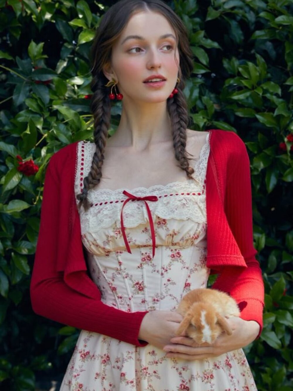 LACEMADE Strawberry Farm ribbed knit wrap cardigan - Picture 4 of 11